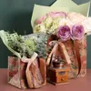 Present Wrap Vintage Bag with Bow Ribbon Floral Printing Buquets Packaging Favors Handbag Kraft Paper Home Wedding Party Decor