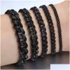 3-11mm Bracelets pour hommes en acier inoxydable gourmette chaîne à maillons cubains couleur argent noir bracelet en or hommes femmes bijoux cadeau 7-10 Dhgarden Ots3X