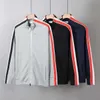 TB Tide Brand Double Sided Ribbon Shoulder Colorful Stripe Stand Collar Cotton Sweatshirt Men And Women Zipper Jacket