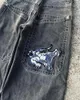 Mäns jeans 2023 JNCO Y2K Hip Hop Cartoon Embroidery Retro Loose For Men and Women High midje bredben Pants Street FashionRuxl