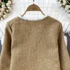 Herfst en winter high-end gevoel licht luxe temperament kleine geur grof tweed geweven jas dames casual jas top