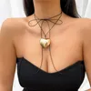 Goth svart sammet Big Heart Pendant Choker Halsband för kvinnor Elegant Weave Knott Bowknot Justerbar kedja nyårsmycken Partihandel YMN047