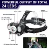 Head lamps USB Rechargeable phare Portable 24LED phare intégré batterie torche Portable lumière de travail pêche Camping phare Q231013