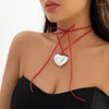Pendant Necklaces Creative Pull Adjustable Wax Thread Love Heart Necklace Personality Metal Lady Fashion Sexy Jewelry Gift