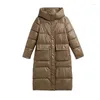 Trenchs de femmes manteaux de mode longue coupe-vent coton-rembourré femme vers le bas manteau de coton à capuche veste d'hiver épais chaud rembourré bouffant parkas