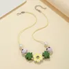 Pendant Necklaces Wood Flower Leaf Paintings Beads Pendants For Women Vintage Bib Necklace Cute Girls Jewelry Gifts