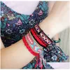 Charm Bracelets Uni Nepal Friendship Bracelets National Wind Handmade Geometry Chain Bangle Bohemian Colorf Cotton Wristband Jewelry B Dhj6T