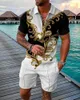 Men's Tracksuits Fashion POLO Top And Shorts Style Sportswear Men Clothing Two Pieces Set Printed Large Hawaiian Beach Summer Decoration