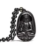 Pendentif Colliers Transbordé Bijoux Corde Sculpté Naturel Obsidienne Noir Bouddha Collier Chaîne Perle