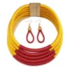 ウェディングジュエリーセット女性ネックレスイヤリングマルチレイヤー織りチョーカーネックレスブライダル231012のためのリフのアフリカンビーズセット
