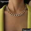 Kubansk choker halsband krage punk vintage chunky tjock länk aluminium kedja för kvinnor nyår smycken tillbehör dhgarder Otkho