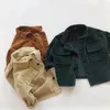 Vestes d'automne vêtements coréens pour garçons et filles, salopette rayée, Cardigan Simple, manteau en velours côtelé, veste solide, décontractée pour enfants
