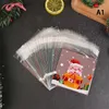 Décorations de Noël 100 pcs Sacs cadeaux auto-adhésifs Cookies Sac Année Party Favors Emballage Snack Cuisson Plastique