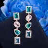 Dangle Earrings ThreeGraces Bohemian Multicolor Cubic Zirconia Stone Long Geometric For Ladies Luxury Dubai Party Jewelry ER971