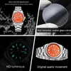 Women s Watches AKNIGHT Watch for Men Orange Dial Analog Quartz Wristwatches Waterproof Chronograph Business Stainless Steel Band 231012