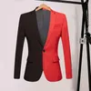 Men's Suits Men Lightweight Suit Coat Flap Pockets Slim Fit Lapel With Patchwork Contrast Color Long Sleeve For