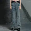 Jeans da uomo PFNW Primavera Autunno Moda Indossati Ricami Vintage Nicchia Pantaloni di cotone a gamba larga High Street Hiphop 28A3409