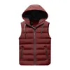 Men's Vests Winter Men Vest Jacket Hooded Slim Fit Fluffy Filling Waistcoat Autumn Cotton Padded Sleeveless Streetwear