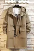 Męskie okopy płaszcze jesień i zima w stylu koreańskim Mężczyźni High-end z kapturem kurtka męska moduł zwyczajny płaszcz mody mody płaszczowy mężczyzna FY23001 J231012