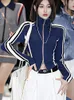 Women's Jackets Casual Sports Coat Women Spring Long Sleeve Zipper Striped Jacket Korean Fashion Vintage High Street Cool Girls Grunge Y2k Tops 231011