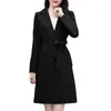 Vestes pour femmes Couleur unie Manteau à manches longues Élégant Cardigan à revers Double bouton Trench avec poches pour style d'affaires formel OL