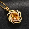 Chokers Fashion gold plated gemstone Flower Necklace wedding jewelry engagement necklaces for women Zircon Pendant anniversary gift 231011