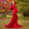 Платья для беременных Женское весенне-осеннее платье для беременных Элегантное тонкое платье с v-образным вырезом и длинными рукавами Русалка Макси для фотографии Baby Shower PhotoshootL231012