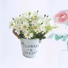 Decorative Flowers 1PC Simulation Daisy Bonsai Decor Lifelike Rope Iron Bucket Realistic Fake Flower Crafts Home Decoration