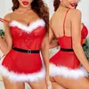 Biancheria intima sexy del pagliaccetto di Natale della peluche delle donne Biancheria intima sexy del pigiama del pagliaccetto di Natale delle donne Biancheria intima senza maniche sexy T231012