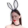 Party Masks Rabbit Bunny Ears pannband med spetsögon Black Sexy Hollow Halloween Masquerade Eye Mask Cosplay Costume Party Hårtillbehör 231012