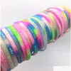 Jelly Whole 100Pcspack Mix Lot Luminous Glow In The Dark Sile Wristbands Bangle Brand New Drop Mens Womens Party Gifts7693075 Jewelry Dh7Mp