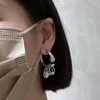 Hoop Earrings Punk Gothic Metal Pearl Tassel For Women Men 2023 Fashion Before After Detachable Wearing Dangle Earring Jewelry Gift