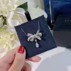 Kedjor Klassisk lyxig mode Original 925 Sterling Silver Butterfly Diamond Necklace for Women Party Wedding Present