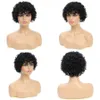 Synthetic Wigs 8 Inch Short Pixie Curly Bob Wig with Bangs Brazilian Human Hair Bouncy Curl Wig for Women Ready to Go Wig 231012