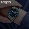 Wristwatches Carnival T25 Tritium Gas Luminous Quartz Watch Men Waterproof Mens Watches Sapphire Crystal Clock Relogio Masculino