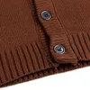 Suéteres masculinos de cárdigan de punto de moda coreano en espesas, cómodos botones de invierno resistentes al frío, suéter sólido Cardigans Knitwear 231011