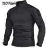 T-shirts pour hommes TACVASEN Chemises de travail pour hommes 14 Zip Chemises de chasse à manches longues Chemises de randonnée en plein air Chemises de randonnée décontractées Tops WearResistance 231011