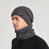 Ensembles de chapeaux et écharpes unisexe hiver bonnet chapeaux Snood ensemble chaud ondulé tricoté thermique chapeau cache-cou épaissir doublé de fourrure chapeau d'hiver écharpe pour femmes hommes 231012