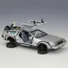 Mascot kostymer tillbaka till framtiden 1/24 metalllegering bil diecast marty mcfly del 1 2 3 tid hine Delorean DMC-12 Model Toy Bookhelf prydnad högsta version.