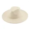 Berety w Fedoras 9,5 cm Bi szerokie brzegi kobiety zimowi mężczyźni ATS kowboju odczuwane na zespół uliczny Fedora Sombreros de Mujer