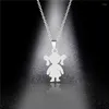 Pendant Necklaces Girl Child Kid Stainless Steel Women Silver Color Mothers And Children Jewelry Mother's Day Gift