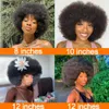 Synthetic Wigs Fluffy Afro Curl Wig With Natural Fringe Brazilian 100% Human Hair Glueless Virgin Hair With Bangs Kinky Curly Bob Wig 180% Dens 231012