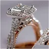 Charm Couple Rings Men Stainless Steel Rhinestones Zircon Women Wedding Band Set Valentine Day Jewelry Dhgarden Otbkp