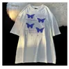 Camisetas femininas camisetas masculinas borboleta impressão manga curta femme verão 2023 topo gótico casual oversized t vintage topos