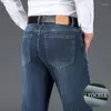 Männer Jeans Mode Business Lose Gerade Blau Grau Retro Hosen Bequeme Elastische Baumwolle Denim Hosen Männlich