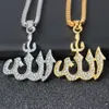 Chokers Gold Silver Color Muslim Islam Necklaces for Men Women Long Chains Ice Out CZ Crystal Necklace Pendant 280168 231011