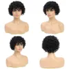 Synthetic Wigs Voluminous Fluffy Pixie Cut Short Curly Human Hair Wigs With Bangs Machine Made Real Hair Wigs 231012