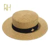 Ladies Sun Boater Flat Hats Small Bee equins Straw Hat Retro Gold Gold Wraded Hat Female Sunshade Shine Cap Rh 220712293S