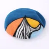 Berets Hat Woolen Women Sboy Caps In Bright Colors With Oil Painting Style For Warm Keeping & Wind Protection