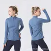 Lulus Women Yoga Outfit Sports Jacket Stand-Up Collar Half Zipper Lång ärm Tight Yogas Shirt Gym tumme Athtic Coat Gymkläder Hög kvalitet med LL-logotyp